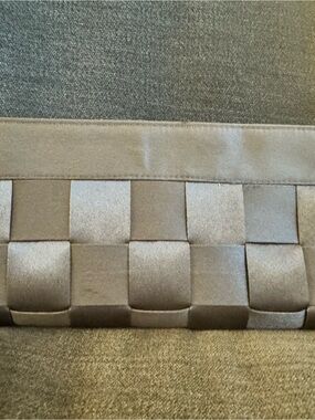 Bijoux Terner Taupe Satin Woven Clutch